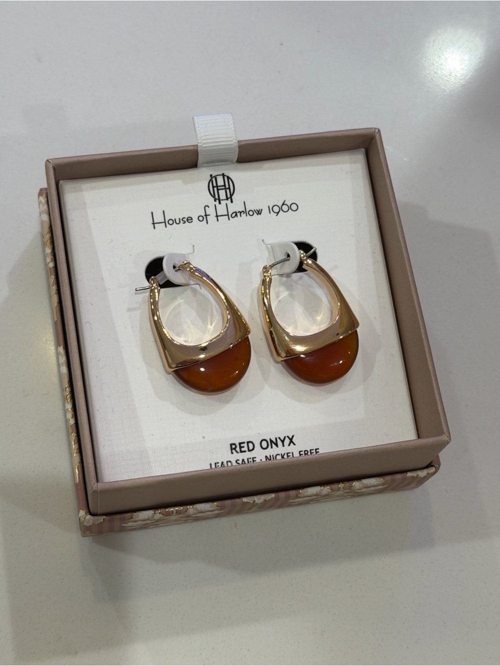 798. House of Harlow Red Onyx Earrings - Picture 2 of 2
